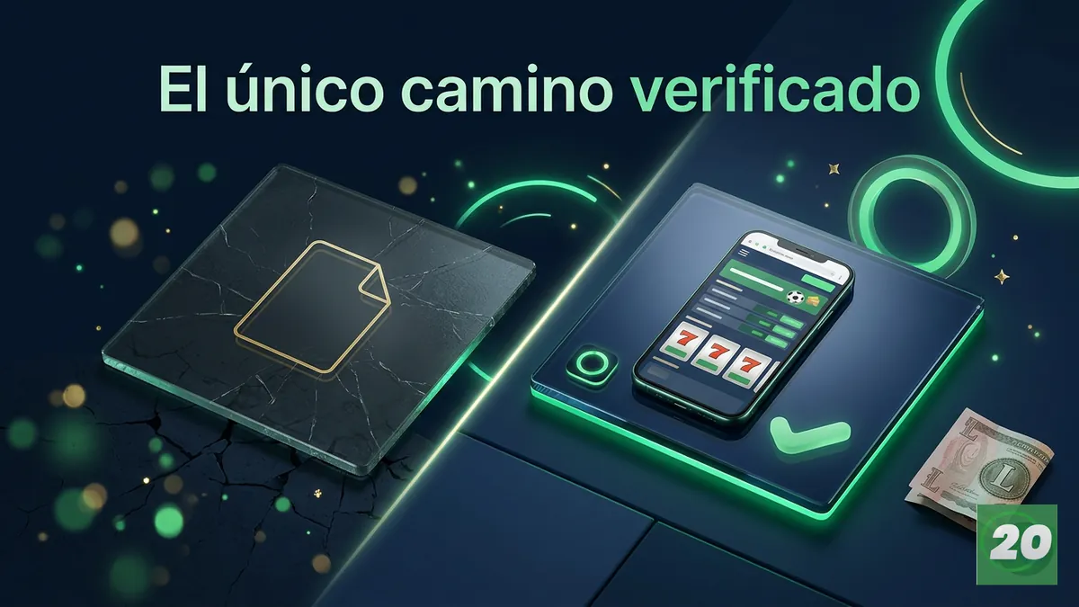 Comparación entre un archivo APK suelto y la app oficial de 20Bet instalada desde el navegador