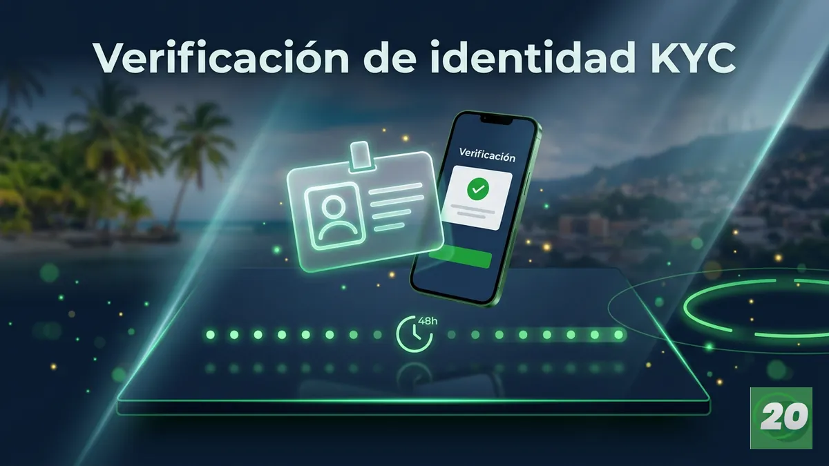 Línea de tiempo de verificación de identidad KYC en 20Bet Honduras con plazo de 48 horas