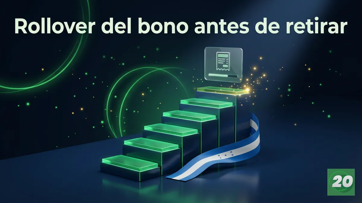 Escalera conceptual que representa el requisito de apuesta del bono antes de poder retirar en 20Bet Honduras
